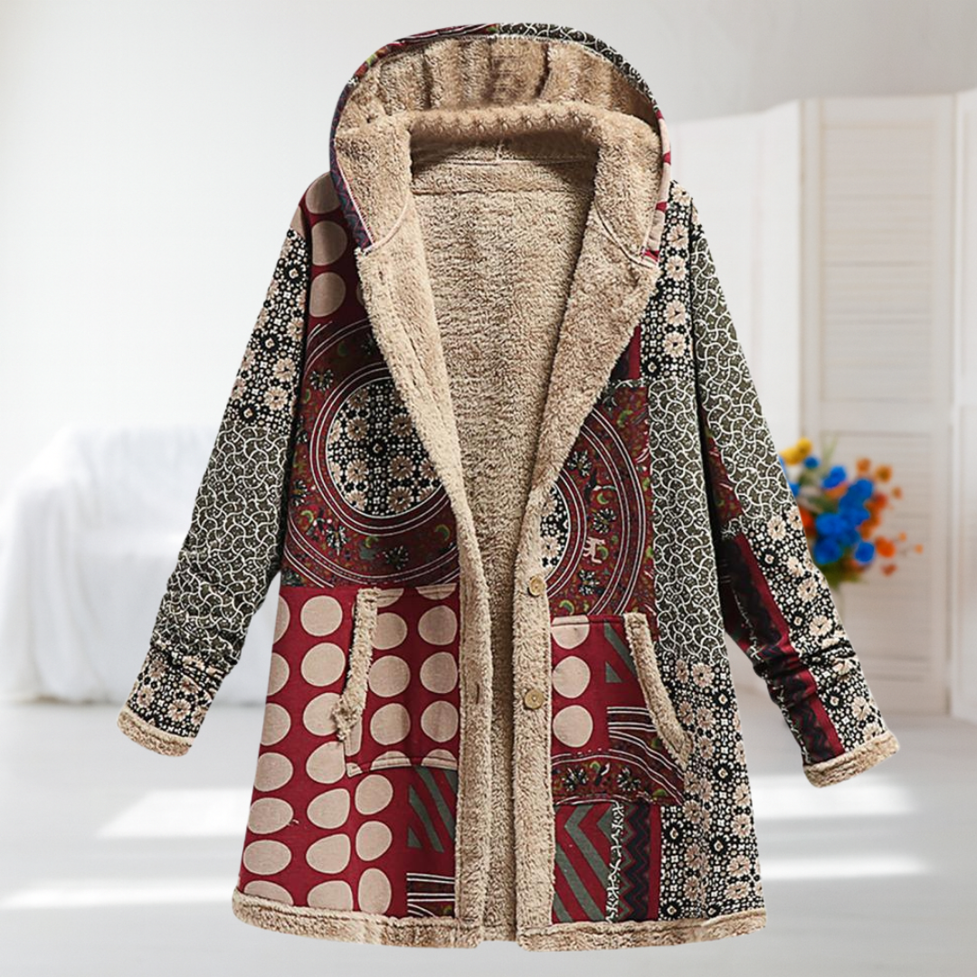 Jacqueline | Bordeauxrød Patchwork-Kapudemantel