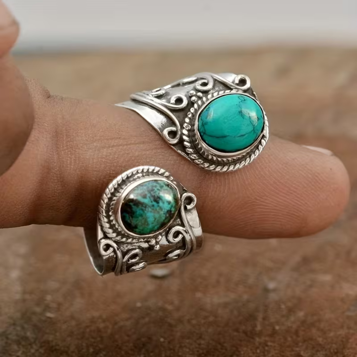 Vintage Boho Mosaik Ædelstensring