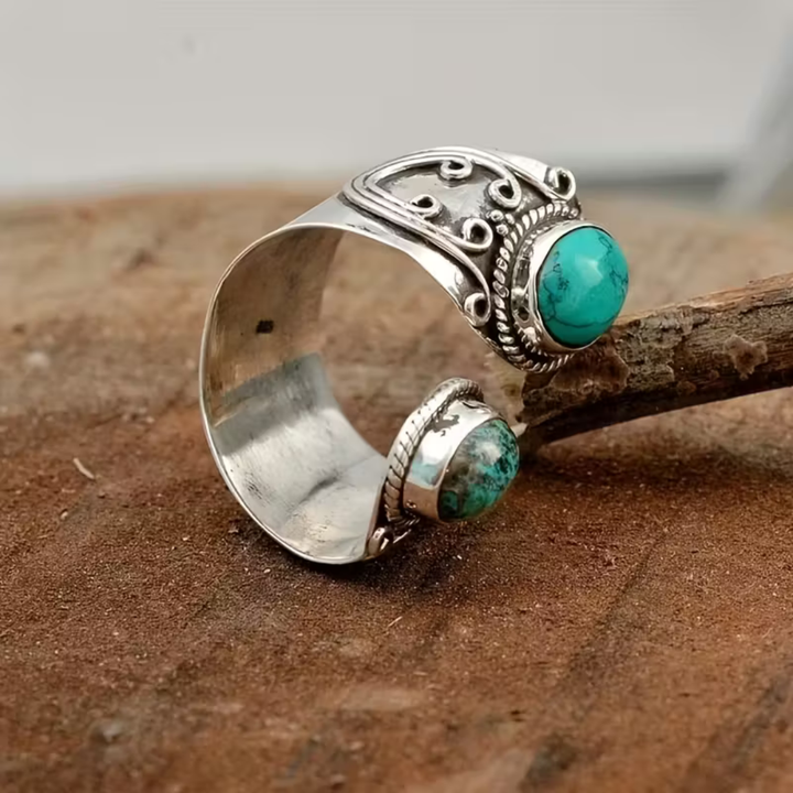 Vintage Boho Mosaik Ædelstensring