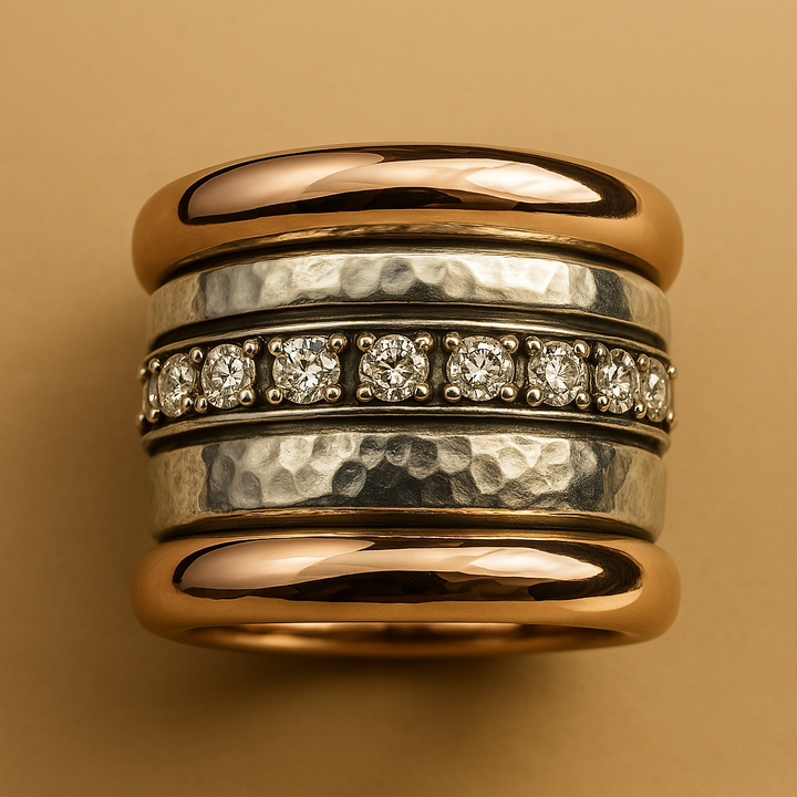 Vintage Lagdelt Tykk Guld Ring