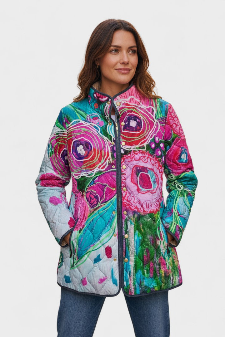 Astrid | Stikjakke med abstrakt blomsterdesign