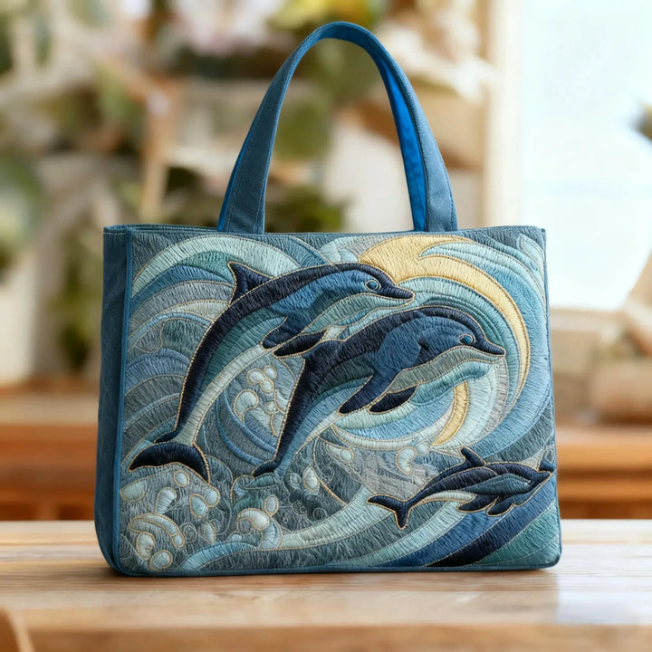 Berit | Gesteppet Taske med Motiv Ocean-Delfiner