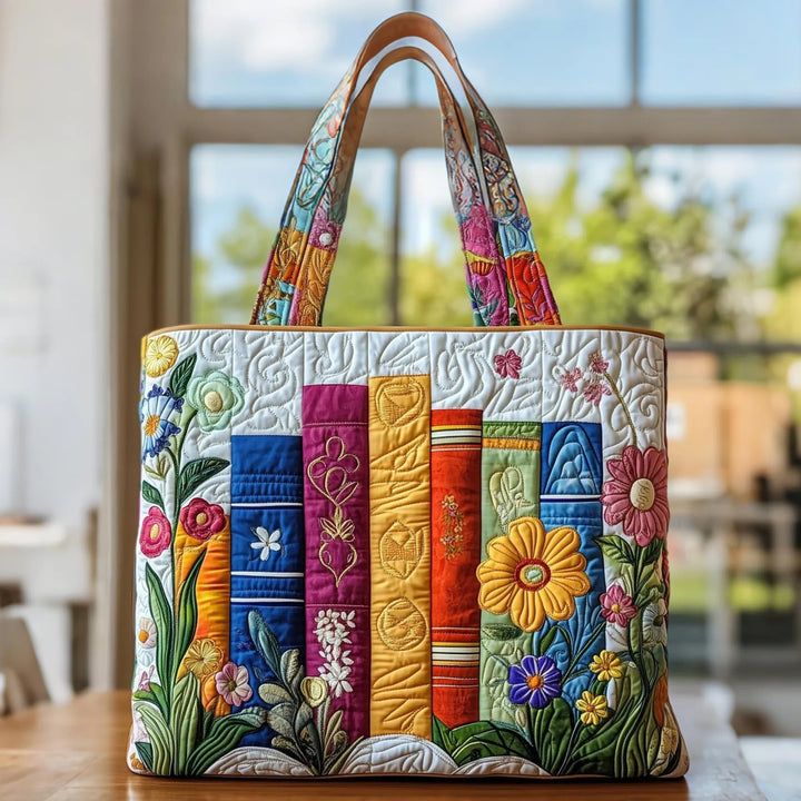 Gerti | Gesteppet Tragetaske med Motiv Florale Bibliotek
