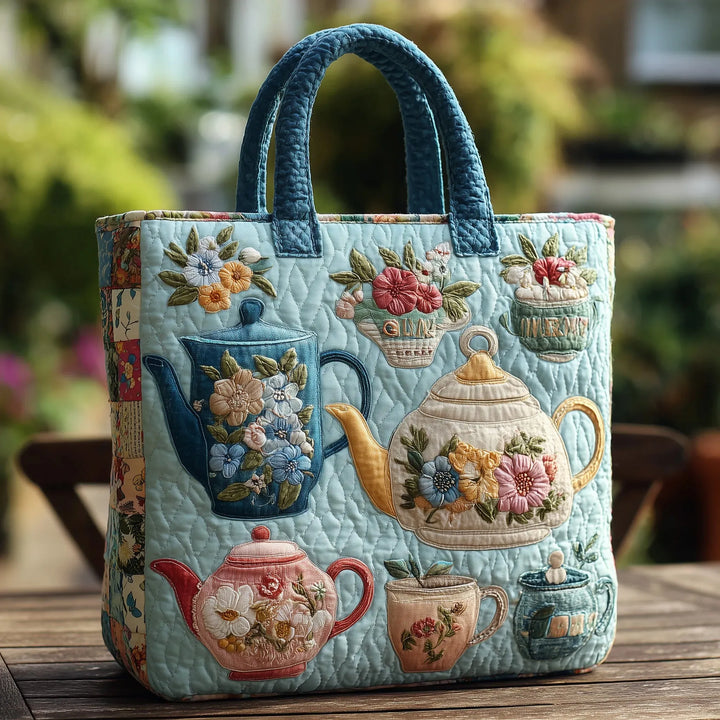 Friedegund | Quilted Shopper med Motiv Floralt Teeservice