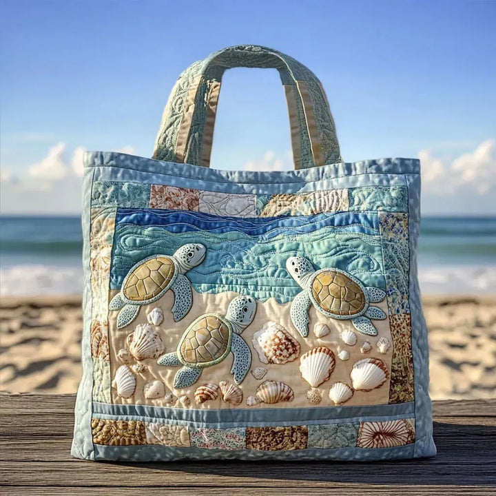 Lieschen | Quilted taske med motiv af havskildpadder ved kysten