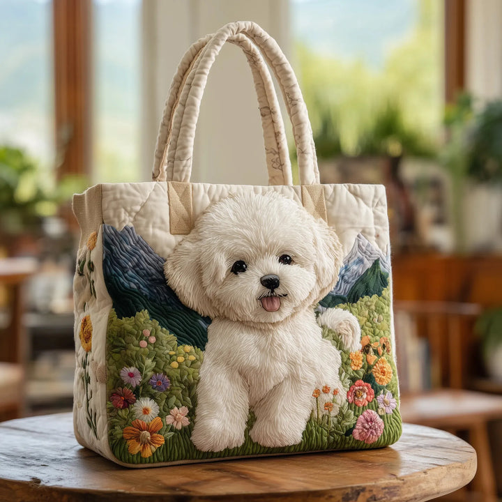 Maria | Gesteppet Taske med Motiv Bichon Frise