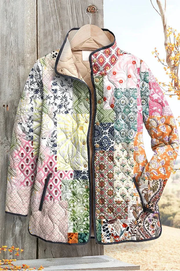 Edith | Gesteppet Patchworkjakke i Pastelfarver
