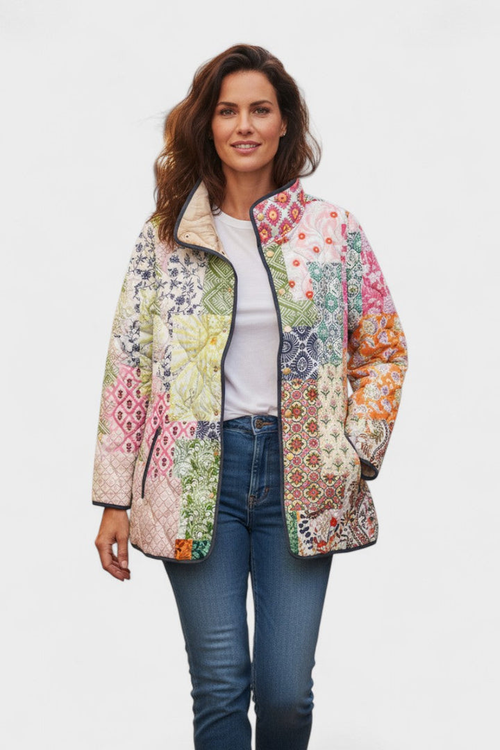 Edith | Gesteppet Patchworkjakke i Pastelfarver