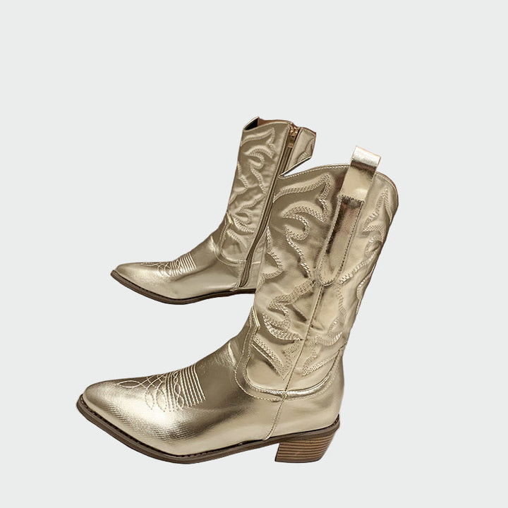 Aneta - Metalliske Cowboy-Støvler