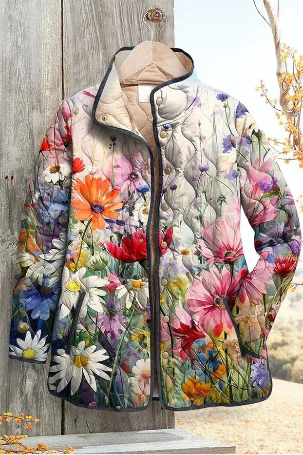 Hedwig | Gesteppet Jakke med farverige Markblomster