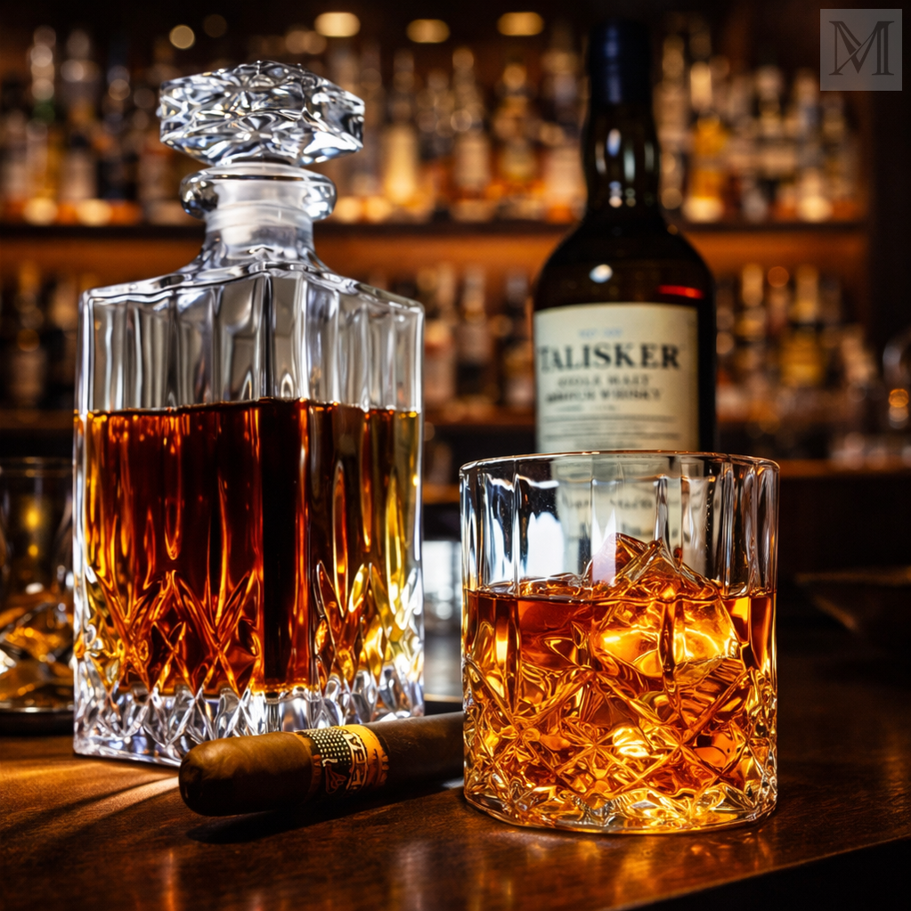 Karafka til whisky - Sæt med flaske og glas