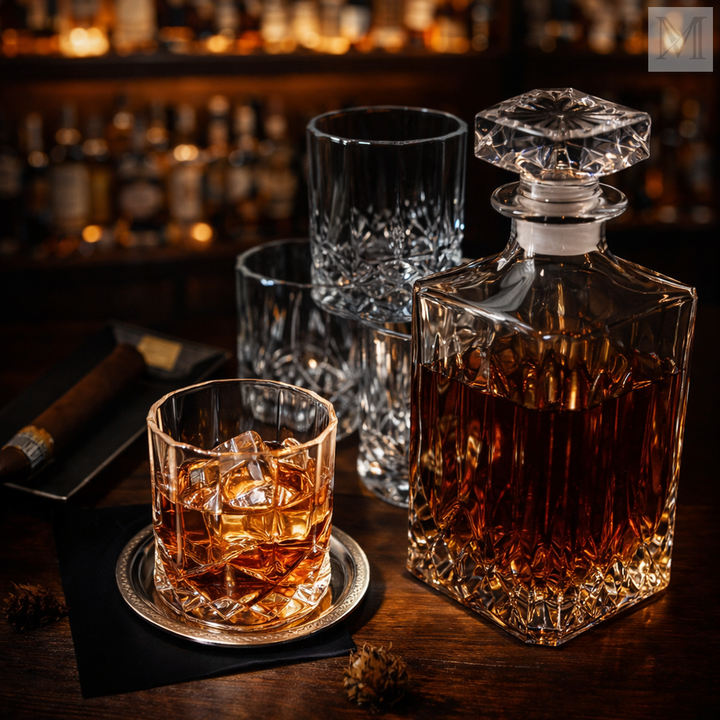 Karafka til whisky - Sæt med flaske og glas