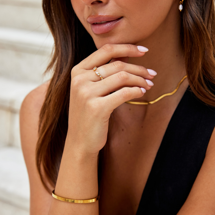 Fred - Krystal Guld Vinstok Ring