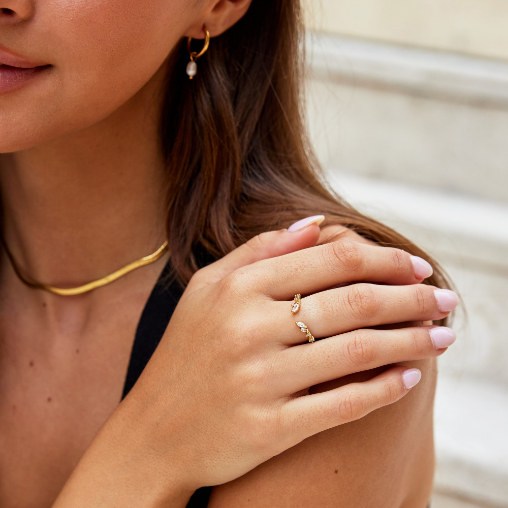 Fred - Krystal Guld Vinstok Ring
