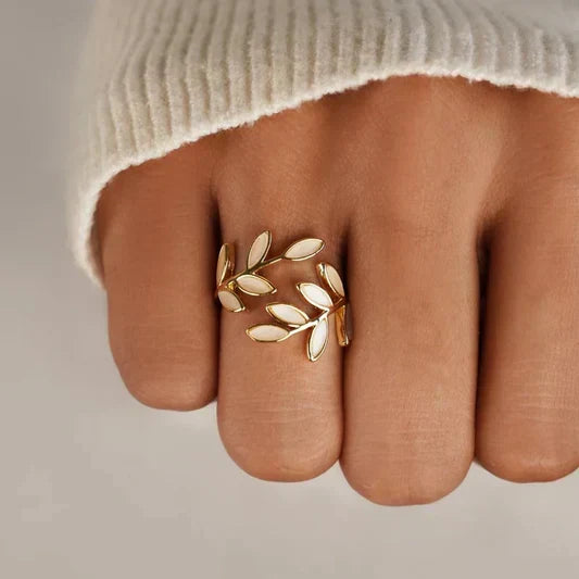 Pure - Hvid Opal Blad Justerbar Ring