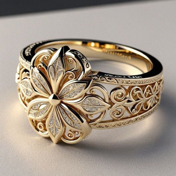 Blomst Zirconia Eksotisk Guld Ring