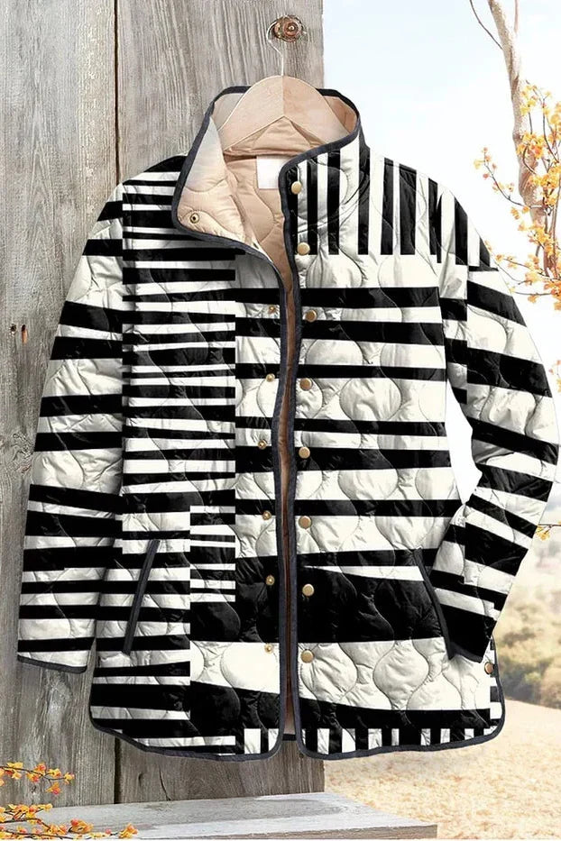 Nora | Quilted Jakke med Måne- og Kattemotiver
