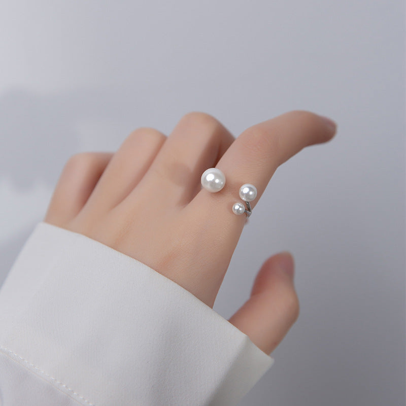 Justerbar Triple Sødvandsperle Ring S925 Sølv