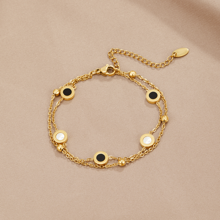 Onyx & Hvid Sten Armbånd