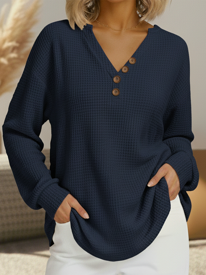 Wilma | Enkelt strikpullover med V-hals