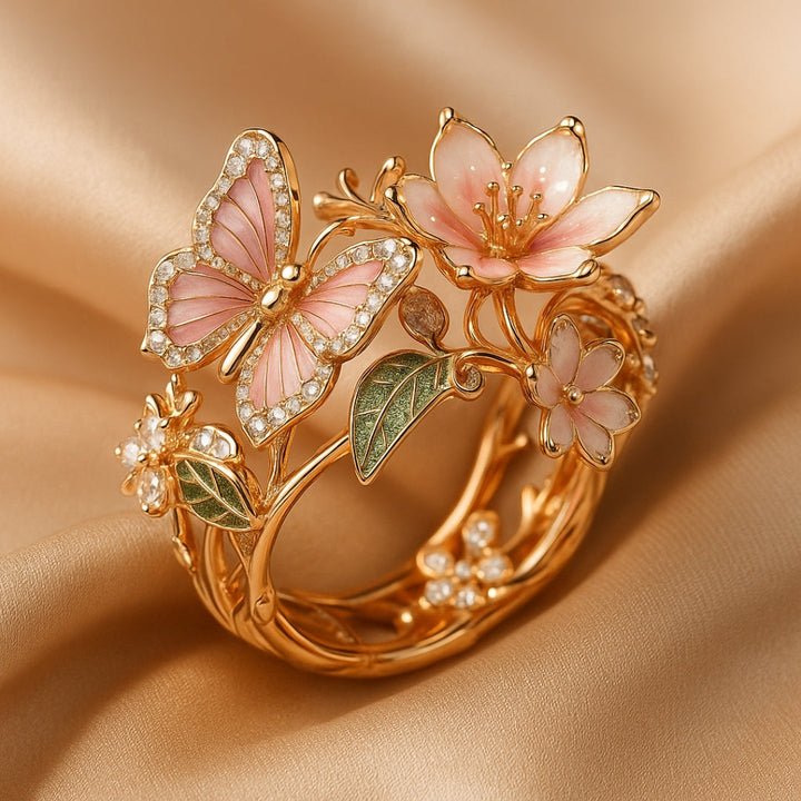 Natur Lysende Sommerfugl Zirconia Ring