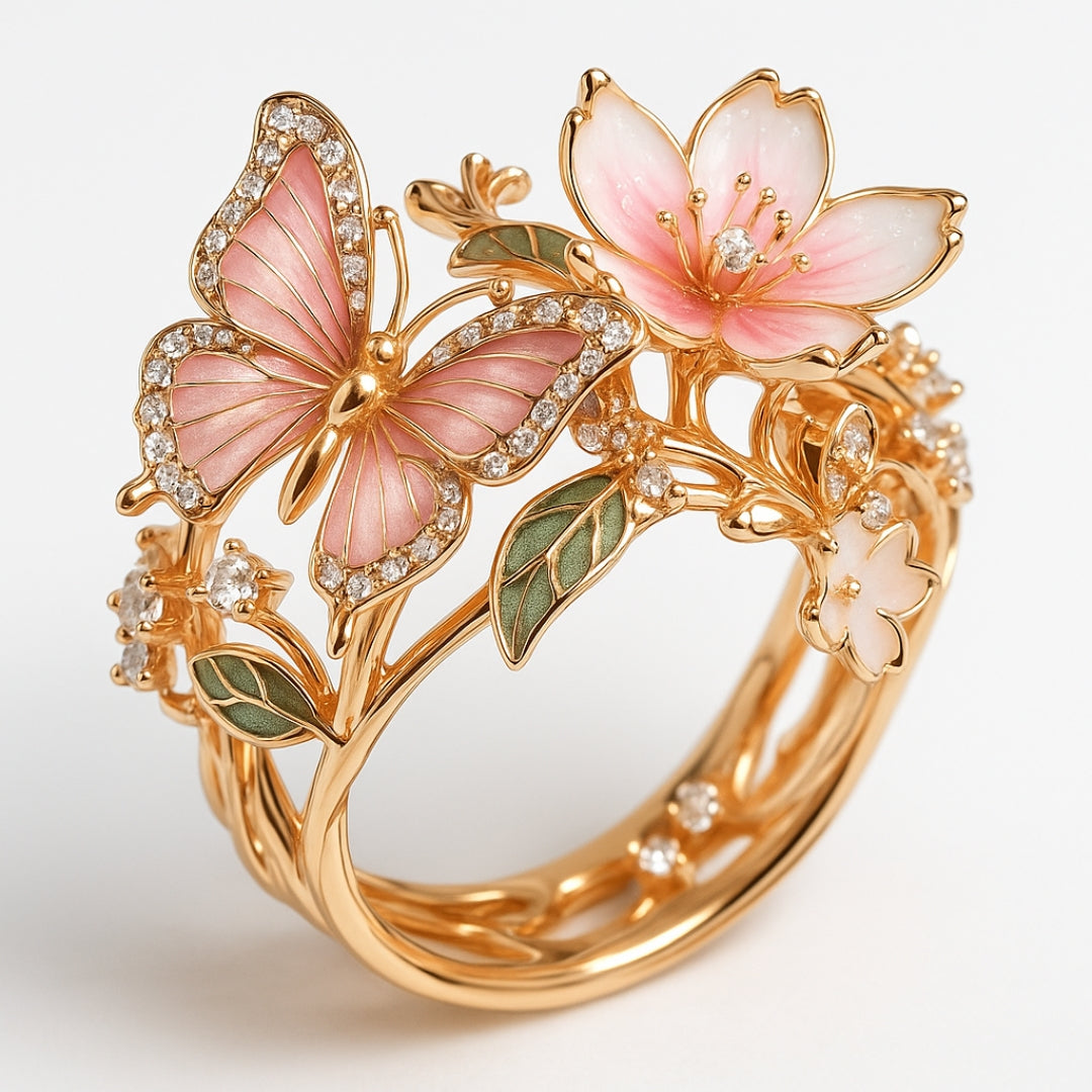 Natur Lysende Sommerfugl Zirconia Ring
