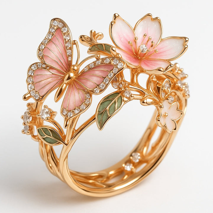 Natur Lysende Sommerfugl Zirconia Ring