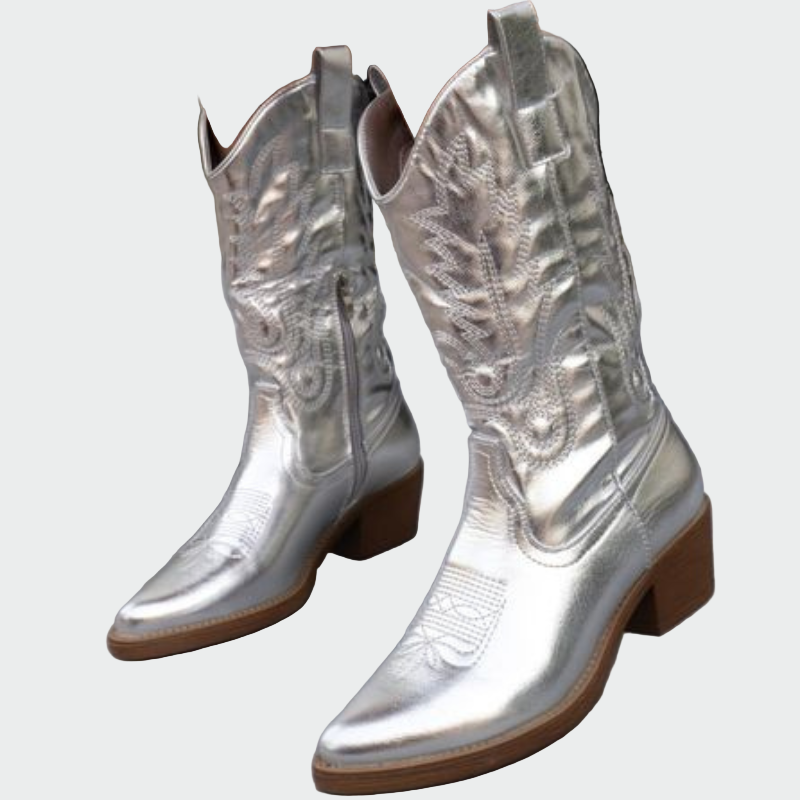 Aneta - Metalliske Cowboy-Støvler