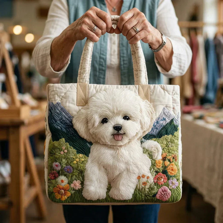 Maria | Gesteppet Taske med Motiv Bichon Frise