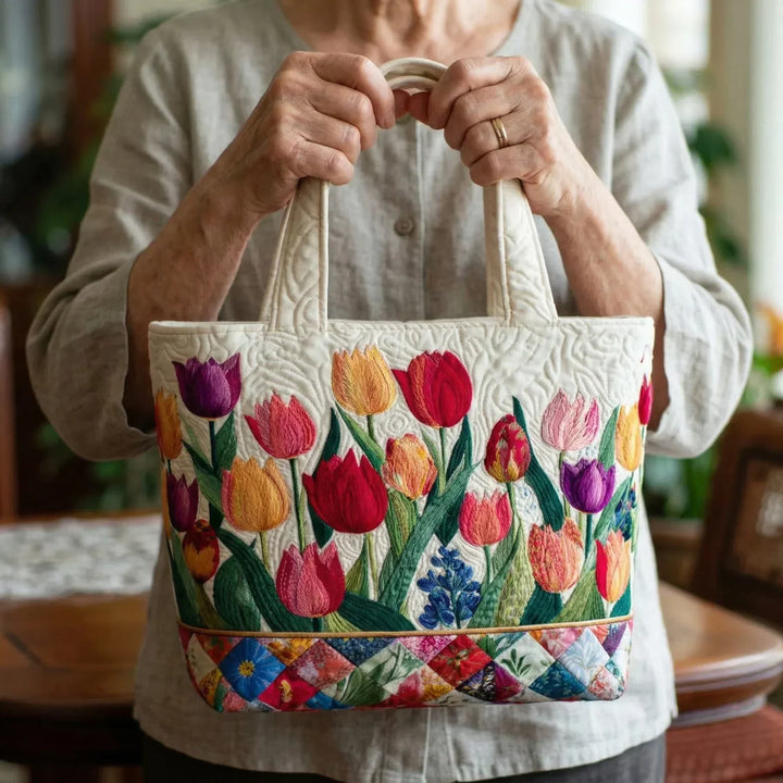 Isabel | Gesteppet Taske med Motiv Tulipanhave