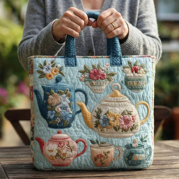 Friedegund | Quilted Shopper med Motiv Floralt Teeservice