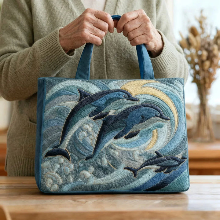 Berit | Gesteppet Taske med Motiv Ocean-Delfiner