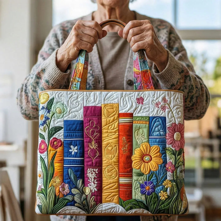 Gerti | Gesteppet Tragetaske med Motiv Florale Bibliotek