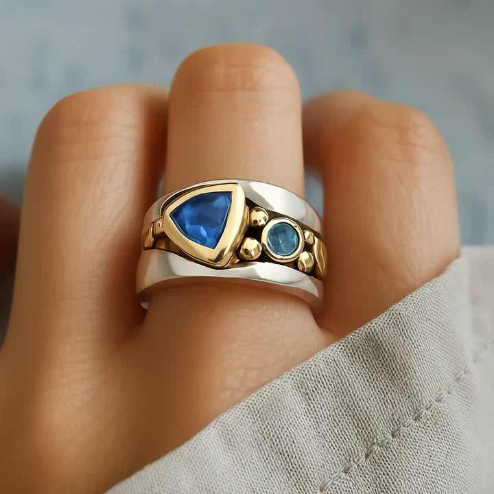 Vintage Blå Krystalring