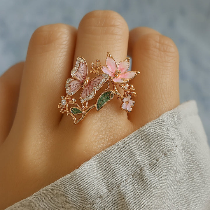 Natur Lysende Sommerfugl Zirconia Ring