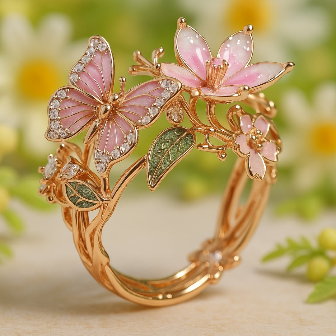 Natur Lysende Sommerfugl Zirconia Ring