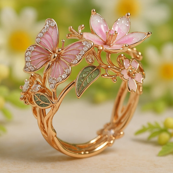 Natur Lysende Sommerfugl Zirconia Ring