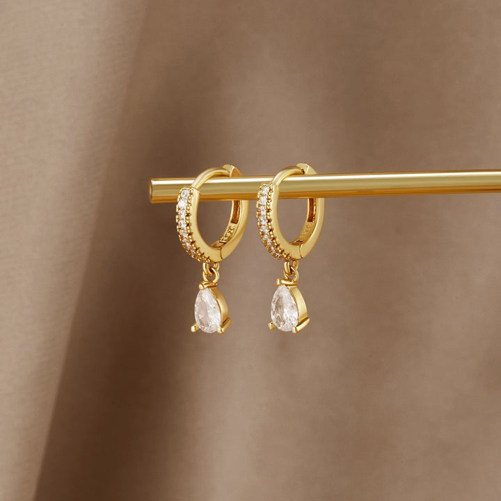 Premium Krystal Guld Øreringe